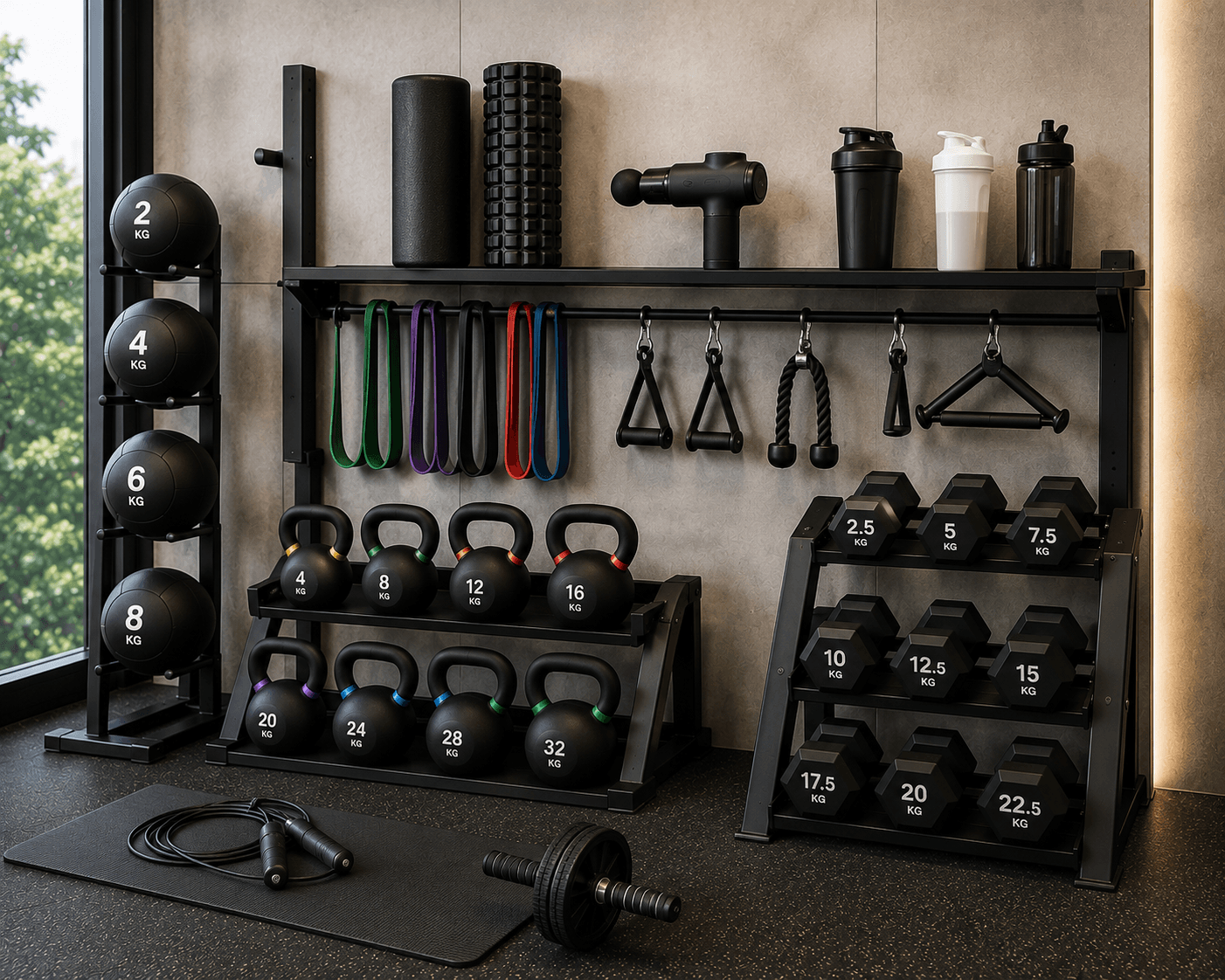 Accesorios para entrenamiento funcional en un gimnasio